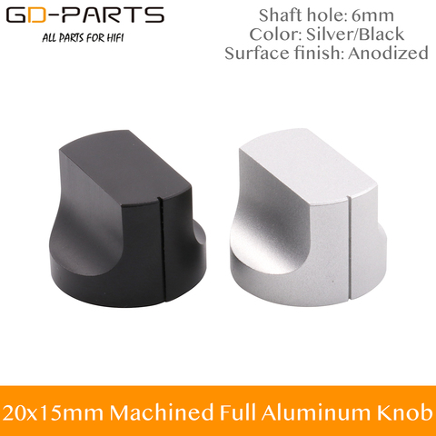 20x15mm Black Silver Machined Solid Full Aluminum Volume Knob For Guitar AMP CD Player DAC Tube AMP Potentiometer 6mm 6.4mm Hole ► Photo 1/6