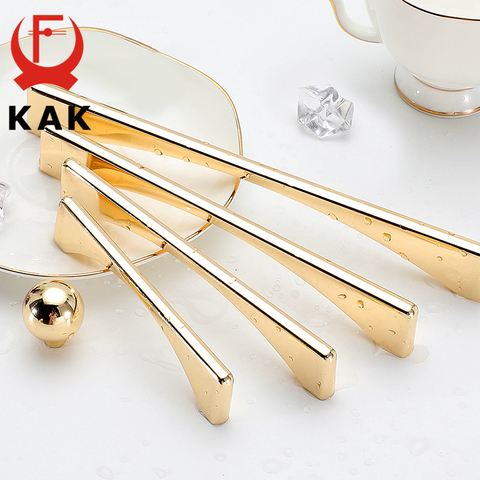 KAK Nordic Bright Gold Cabinet Handles Solid Drawer Knobs Kitchen Handles Cupboard Door Pulls Furniture Handle Cabinet Hardware ► Photo 1/6