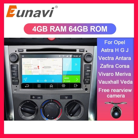 Eunavi 2 Din Android Car DVD Multimedia For opel Vauxhall Astra H G J Vectra Antara Zafira Corsa Vivaro Meriva Veda GPS Radio 4G ► Photo 1/6