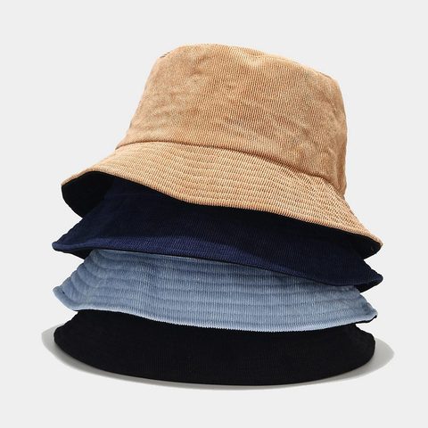Autumn Winter Bucket Hat Solid Fisherman Hat Corduroy Sun Hat Reversible  Hip-Hip Cap Foldable Cheapu Hunting Hat Fishing Cap ► Photo 1/6