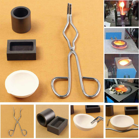 5pcs/Set Torch Melting Gold Silver Kit Tool, Graphite Crucible + Tong + Bowl + Combo Ingot Mould Set ► Photo 1/6