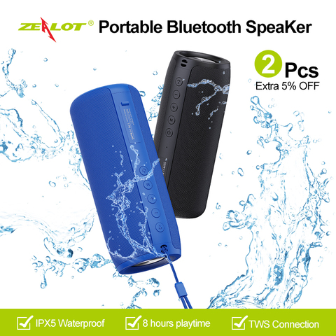 ZEALOT S51 Portable Bluetooth Speaker Outdoor 10W TWS Connection High Quality Sound IPX5 Waterproof 8 hours use time Speaker ► Photo 1/6