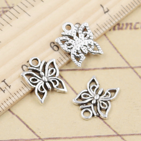 30pcs Charms Lovely Butterfly 14x12mm Tibetan Bronze Silver Color Pendants Antique Jewelry Making DIY Handmade Craft Pendant ► Photo 1/2