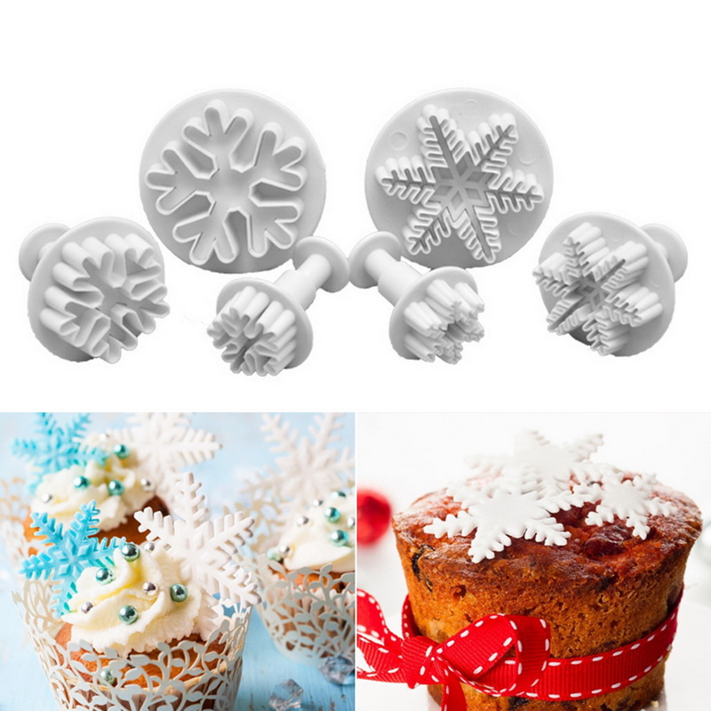 5pcs Snowflake Shaped Cookie Cutter Dough Biscuit Pastry Fondant Baking Mold 