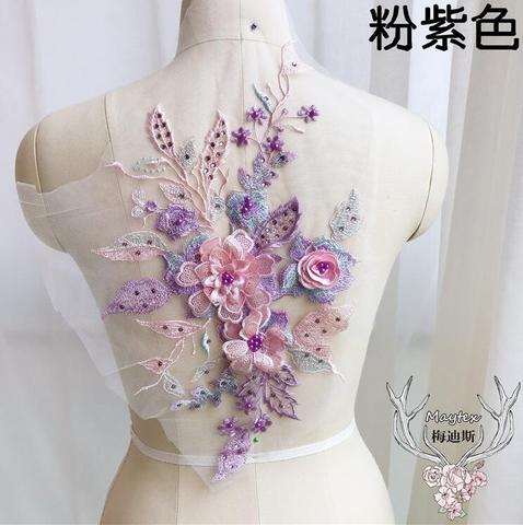 1 Piece Bead Fabric Flower Venise Floral Lace Sewing Applique Lace Collar Neckline Collar Diy Craft Neckline Sewing Accessories ► Photo 1/6