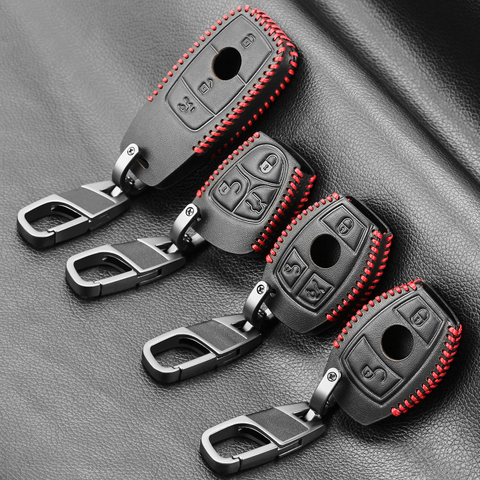 Car Leather key case cover protective shell holder for Mercedes benz A B R G E S Class GLK GLA w204 W251 W463 W176 W213 ► Photo 1/6
