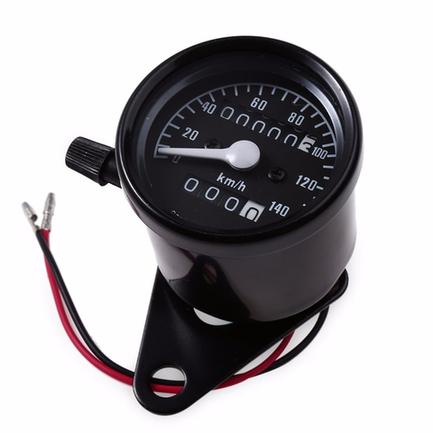 Black 12V 140km/h Motorcycle Dual Odometer Speedometer Gauge Speed Meter Night Light Backlight Moto Modification Part Tool ► Photo 1/6