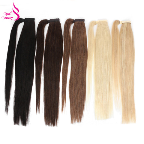 Real Beauty Brazilian Remy Ponytail Wrap Around Horsetail 100% Straight Human Hair Ponytail  60/100/120g Hairpieces ► Photo 1/6