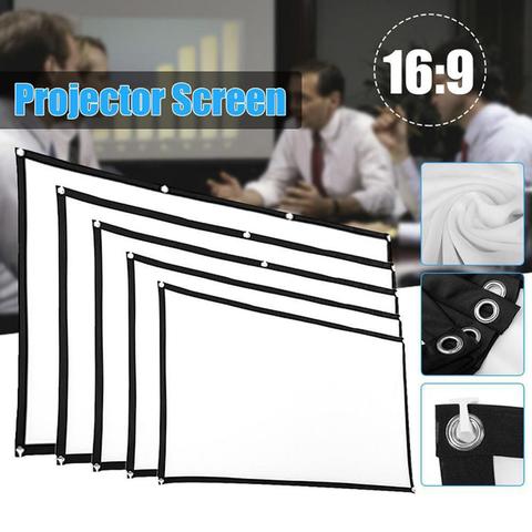 16:9 Simple Projector Curtain 60 72 84 100 120 150 inch Portable Easy-hang HD Display Screen for Games Movies Business and Match ► Photo 1/6