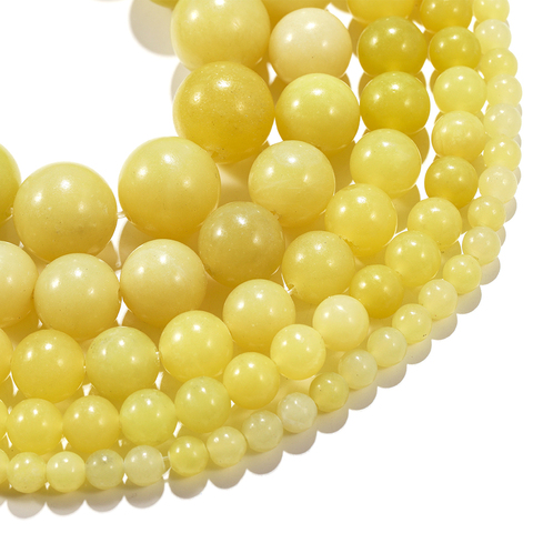 1strand Lemon Yellow Chalcedony 4 6 8 10mm Round Polished Jades Loose Beads Handmade Bracelet Accessory For Jewelry Making ► Photo 1/6