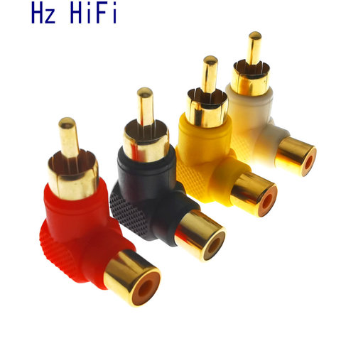 2PCS Plating Gold 90 Degree Elbow  RCA Right Angle Connector Plug Adapters Male To Female Audio ► Photo 1/6
