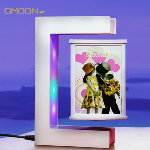 Magnetic Levitation Rotating Triangular Prism Picture Frame with Colorful LED Lights Floating Photo Frame for birthday gifts ► Photo 1/6