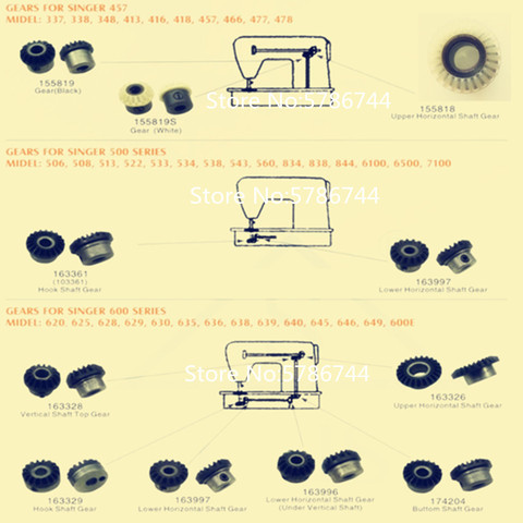 155819 319695 163361 163997 163329 Gears for Multi-function sewing machine singer 500 series 600 series singer 974 964 2045 etc ► Photo 1/3