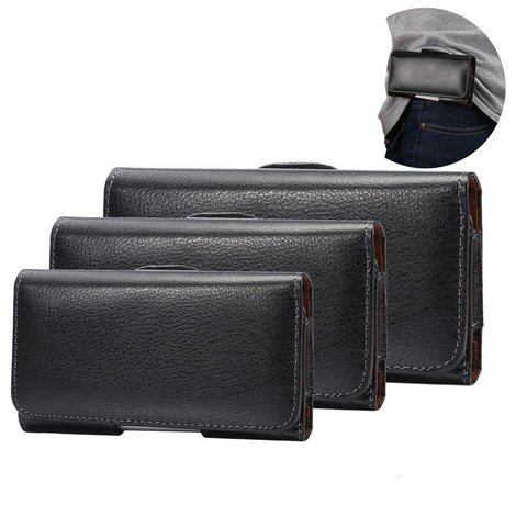 Universal Leather Phone Pouch For Samsung S20 ultra S10Lite Note20 S10 9 8 Plus Case Belt Clip Holster for iPhone 11 7 8 6plus X ► Photo 1/6