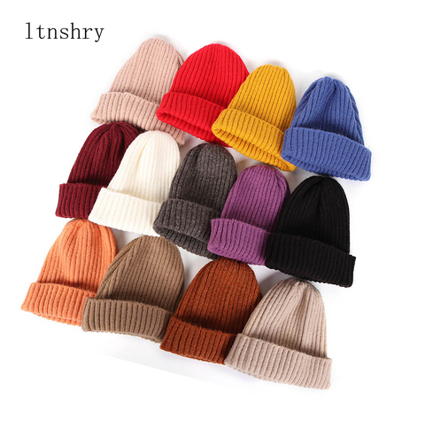 2022 New Womens Beanie Hat warm Autumn Women Wool Knit Beanie Hat Cuff Beanie Watch Cap for Girls Spring Skull Hats for Female ► Photo 1/6