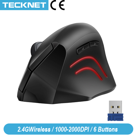 TeckNet Vertical Wireless Mouse 2.4GHz Nano Ergonomic Optical Mouse 3 Adjustable Levels 2000/1200/800DPI Mouse For PC Computer ► Photo 1/6