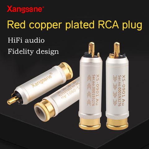 4pcs/8pcs/16pcs Xangsane red copper shell gold-plated RCA audio plug power amplifier hifi audio and video connection plug ► Photo 1/6