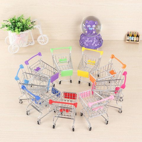 Mini Shopping Cart Kids Toys Simulation Supermarket Hand Trolleys Pretend Play Toy Early Educational Toy for Children Room Decor ► Photo 1/6