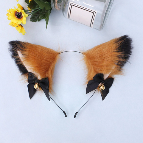 Cute Cat Fox Fur Ear Hair Hoops Night Party Club Cosplay Hairband Fur Headbands Bell Clips Girls Hair Accessories Ear Hair Band ► Photo 1/6