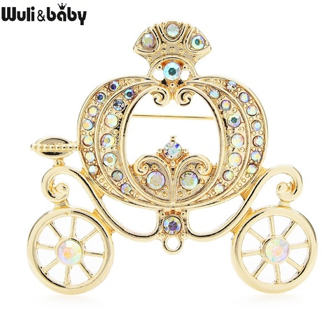 Wuli&baby Rhinestone Pumpkin Cart Brooches For Women Fairy Tales Cart Party Casual Brooch Pins Gifts ► Photo 1/3