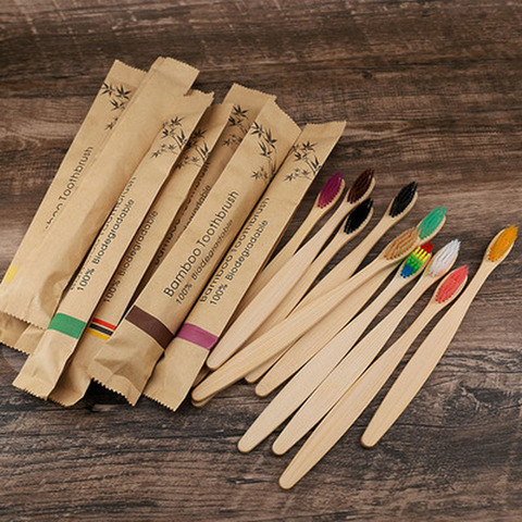 1pc Eco Friendly Products Bamboo Toothbrush Resuable Toothbrushes Portable Soft Bristle Wooden Soft for Home Travel Hotel Use ► Photo 1/6