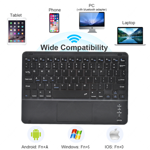 Bluetooth TouchPad Keyboard for iPad Tablet Phone Android IOS Windows TrackPad Keyboard Russian Spanish Korean Letters Sticker ► Photo 1/6