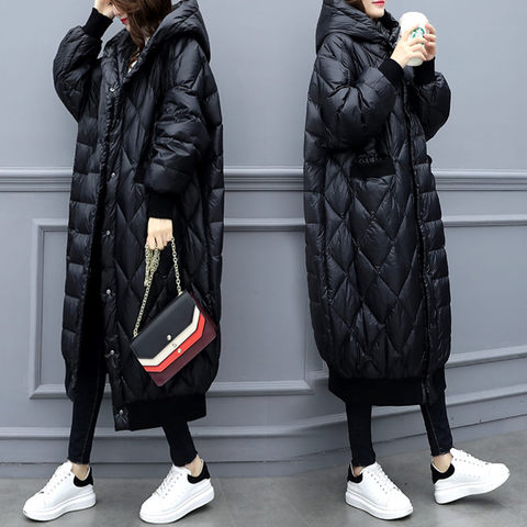 Extra Long Section Glossy Down Cotton Coat 2022 New Large Size Parka Mujer Loose Black Cotton Jacket Lady Winter Overcoat f2517 ► Photo 1/6