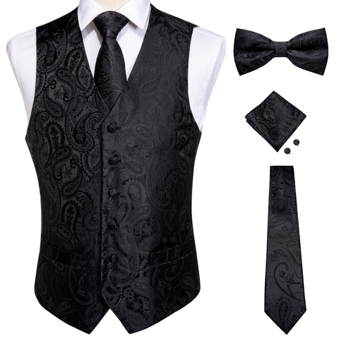 Vests For Men Slim Fit Mens Wedding Suit Vest Casual Sleeveless Formal Business Male Waistcoat Hanky Necktie Bow Tie Set DiBanGu ► Photo 1/6