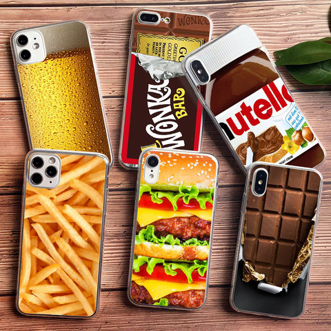 Chocolate beer Funny food phone case for iPhone 5S SE 4S 6S 7 8 Plus Soft TPU Cookies fries Burger Cover For XR XS XS MAX X case ► Photo 1/6