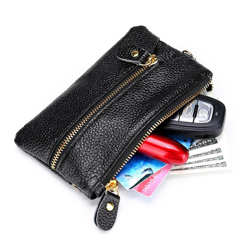 Genuine Cow Leather 6 Keychain Coin Purse Men Women Key Holder Organizer Money Pocket Key Wallet Housekeeper Key Case Card Bag ► Photo 1/6