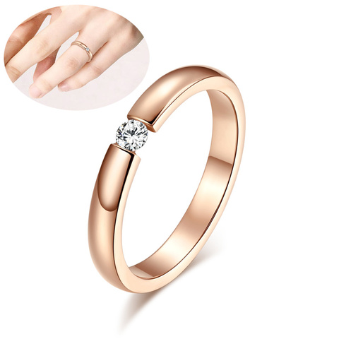 Engagement Ring for Women Stainless Steel Silver Color Gold Color Finger Girl Gift US Size 5 6 7 8 9 10 ► Photo 1/6