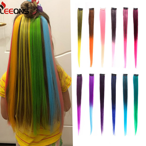 Leeons Clip-In One Piece For Ombre Hair Extensions Pure Color Straight Long Synthetic Hair Fake Hair Pieces Clip In 2 Tone Hair ► Photo 1/6