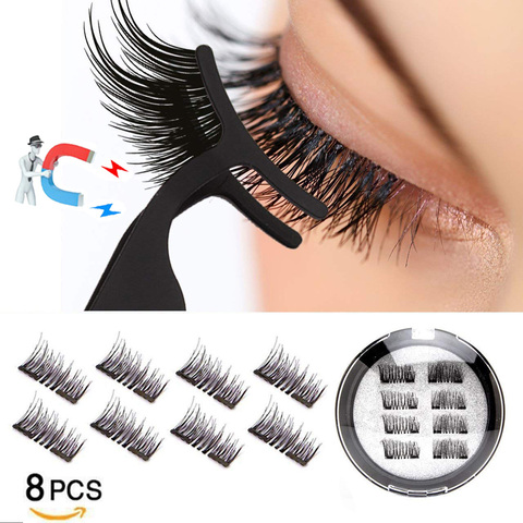 LEKOFO 8Pcs Magnetic Eyelashes With 2 magnetic lashes 3D False Natural For Mink Eye lashes Extension Long faux cils magnetique ► Photo 1/6