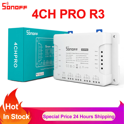 Sonoff 4CH PRO R3 Wifi Smart Switch Inter Lock Inching Lock Mode DIY Timer Switch Via Ewelink APP Work with Alexa Google Home ► Photo 1/6