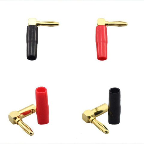 [4 Pack] Hi-end Copper Right Angle/90 Degree Screw Type Banana Plug / Speaker Cable Connector [Banana De L] ► Photo 1/6