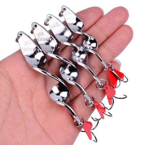 1PCS Gold Silver 10g 14g 21g 28g Rotating Metal Spinner Spoon Fishing Lure Baits For Trout Pike Pesca Fish Treble Hook Tackle ► Photo 1/6