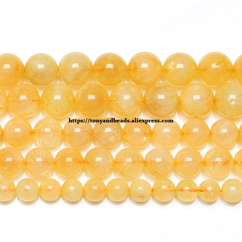 Free Shipping Natural Color Stone AA quality Yellow Cystals Citrines Round Loose Beads 15