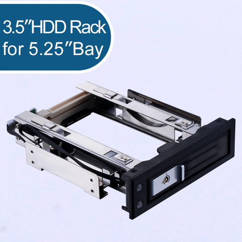 Uneatop 3.5in aluminum SATA hard drive case to 5.25 PC bay hot swap enclosure hdd mobile rack ► Photo 1/6