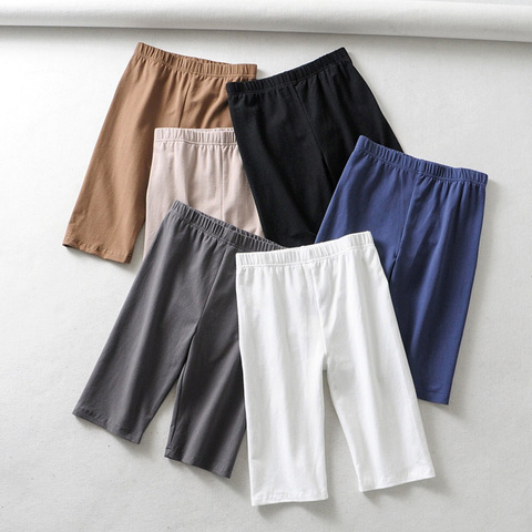 sexy women cotton high waist elastic pure color slim Knee-Length bike shorts female ► Photo 1/6