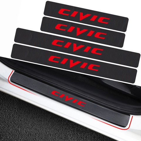 4PCS Auto Styling Carbon Fiber Anti Scratch Scuff Pedal Door Sill Protector Decorate Stickers For Honda Civic Car Accessories ► Photo 1/6
