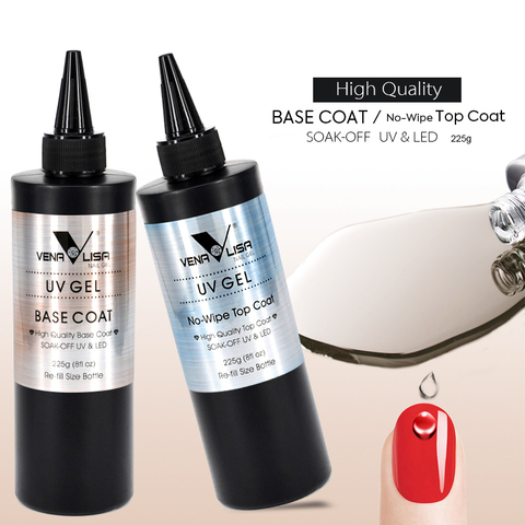 Venalisa Brand 225g Super Quality Nail Art Soak Off UV/LED No Wipe Top Coat Base Coat Without Sticky Layer TopCoat ► Photo 1/6