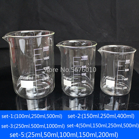 1set Lab Glass Beaker Experiment Container GG-17 Borosilicate Glass Measuring Glassware High temperature resistance Beaker ► Photo 1/6