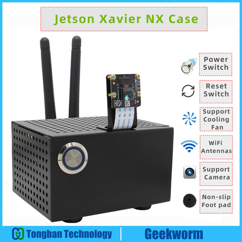 Jetson Xavier NX Metal Case/ Enclosure with 2PCS Wifi Antennas + Power & Reset Switch for NVIDIA Jetson Xavier NX Developer Kit ► Photo 1/6