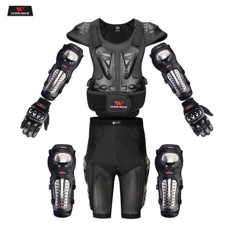 WOSAWE Adult Full Body Protector Vest Armor Motocross Armor Jacket Chest Spine Protection Gear elbow shoulder Knee guard Gloves ► Photo 1/6