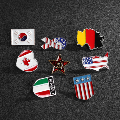 Korea, Italy, Germany, United States, Canada countries flag badge, wholesale ► Photo 1/6