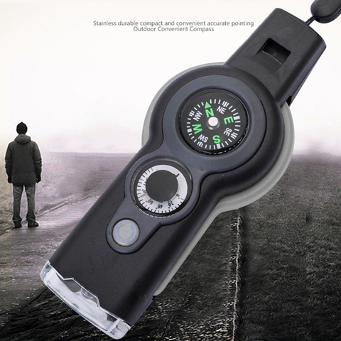 7in1 Emergency Survival Hiking Safety Whistle & Magnifier Flashlight Compass Outdoor Tools ► Photo 1/6