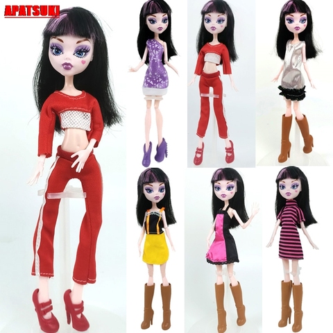 1pc Fashion One-Shoulder O Neck Outfits Dress For Monster High Doll Sets Tops Pants Clothes for Monster Doll Accessories Kid Toy ► Photo 1/6