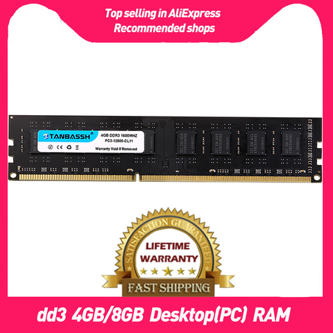 TANBASSH Ram DDR3 4GB 8GB 1333MHZ 1600MHz and 2GB 1333MHZ Desktop Memory 240pin 1.5V DIMM 4GB 8GB Intel with heat sink ► Photo 1/6