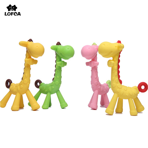 1PC Silicone Giraffe Baby Teether Animal Newborn Teething Toy Kids Care Organic Nursing Gift BPA Free Pacifier Chain Accessories ► Photo 1/6