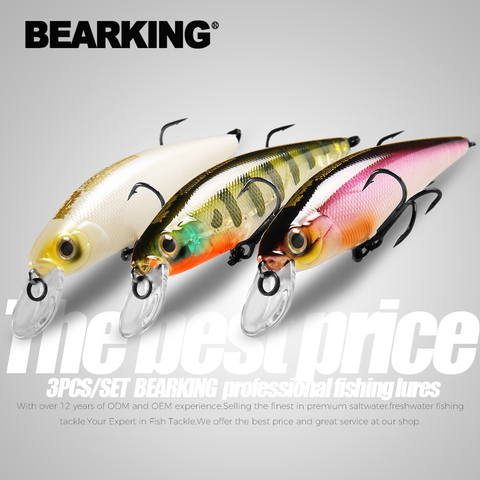 BEARKING Squad Minnow 3pcs per set 95mm 14.8g 65mm 6g Tungsten weight system SP fishing lures assorted colors wobbler crank bait ► Photo 1/6
